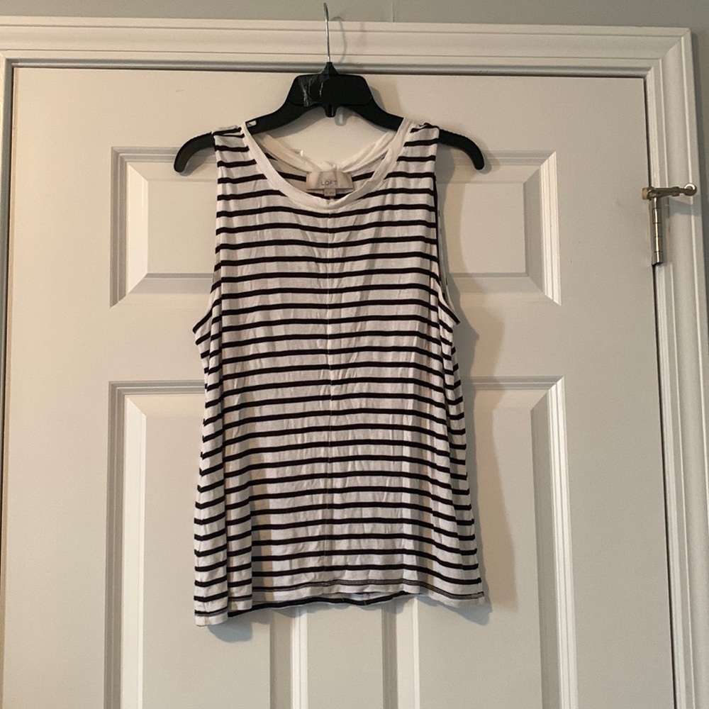 Loft black and white striped tank